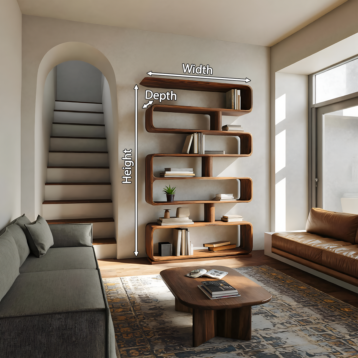Modern Bookcase Freestanding Shelving Unit For Home Organization