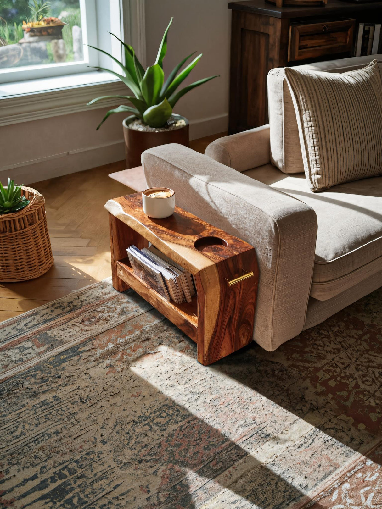 Mid Century Wooden Side Table For Living Room Decor