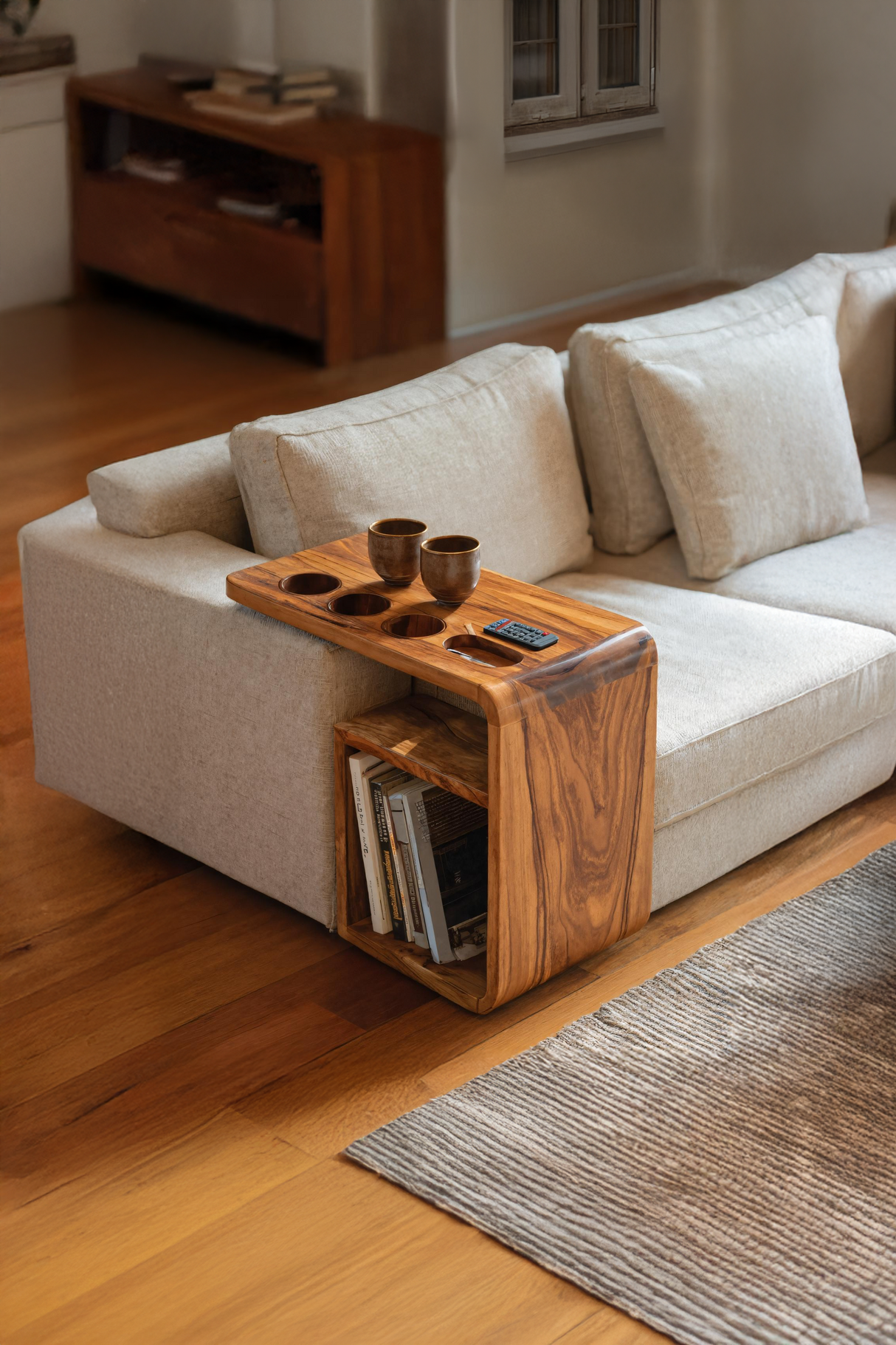 Mid Century Wooden Armrest For Living Room Design