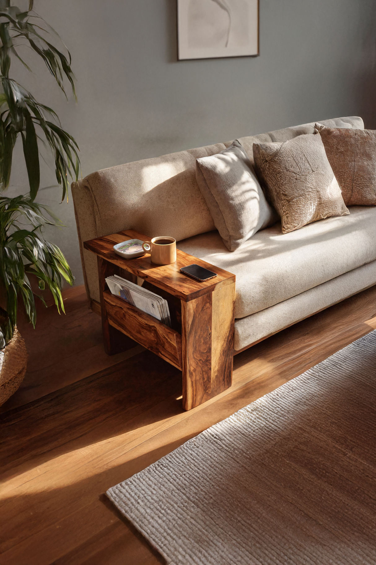 Mid Century Solid Wood Side Table For Home Furniture