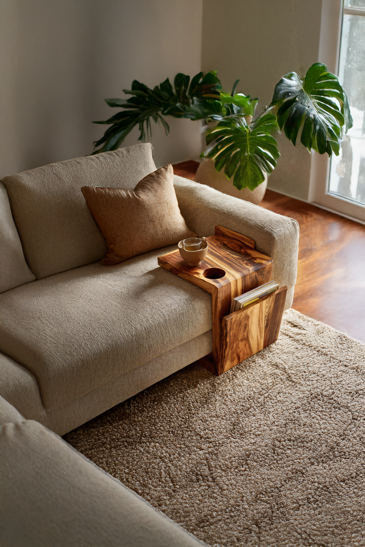 Handcrafted Live Edge Armrest For Furniture Decor