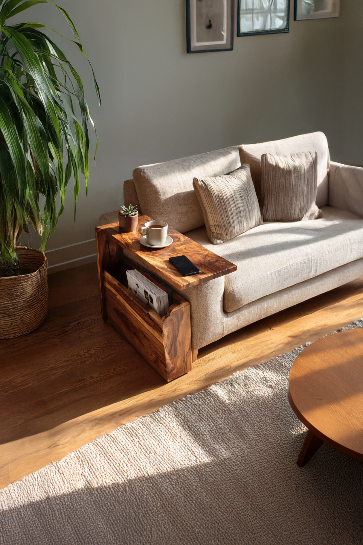 Mid Century Wooden Armrest For Home Furniture Decor