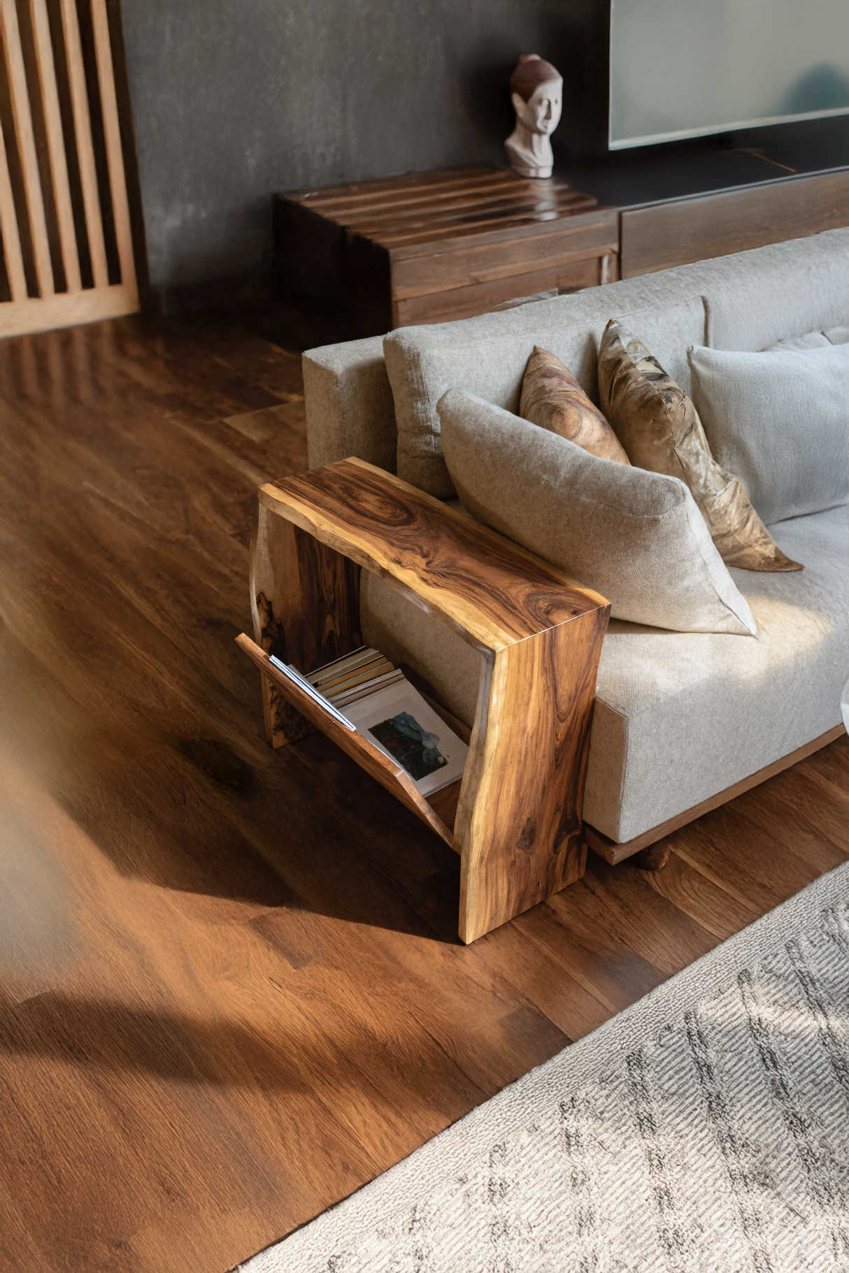 Farmhouse Wooden Side Table For Rustic Home Style