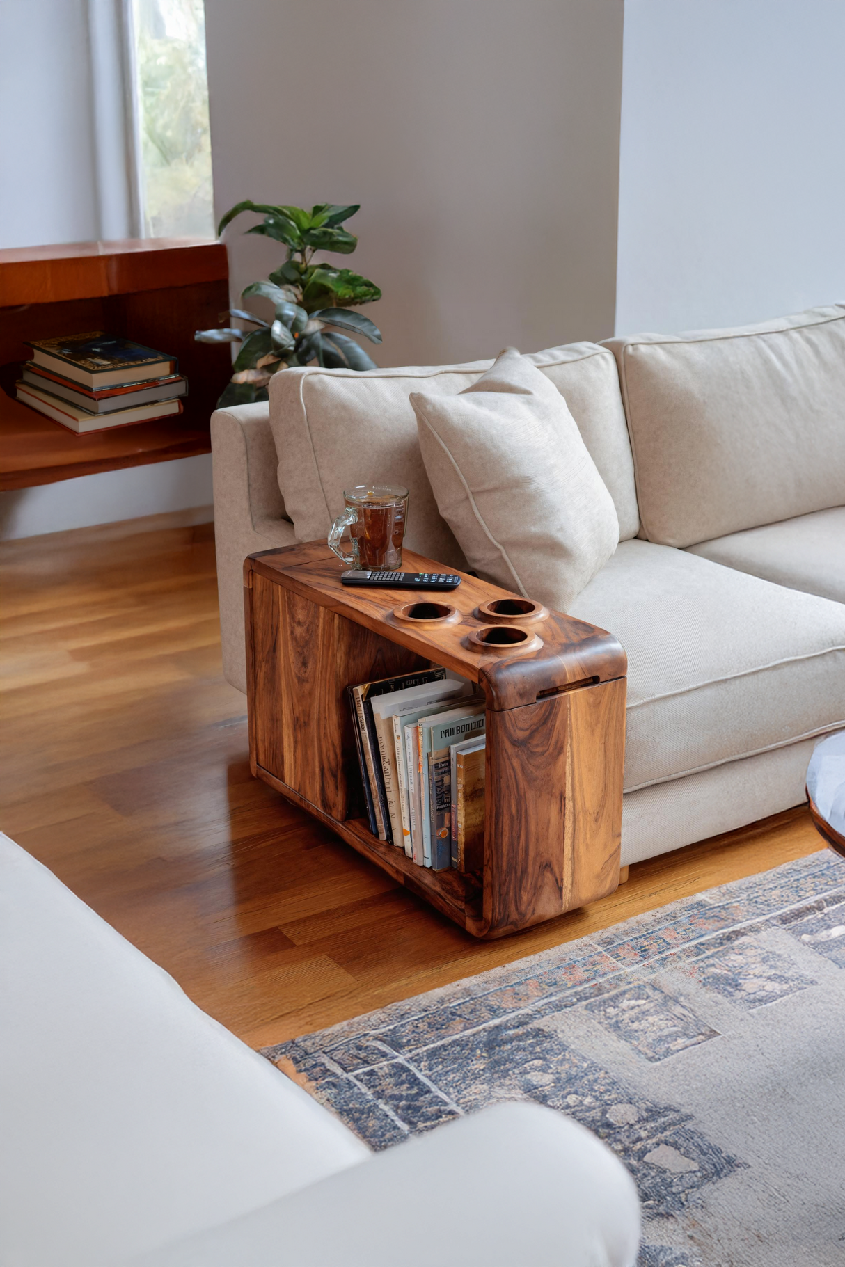 Farmhouse Solid Wood Side Table For Sofa Decoration