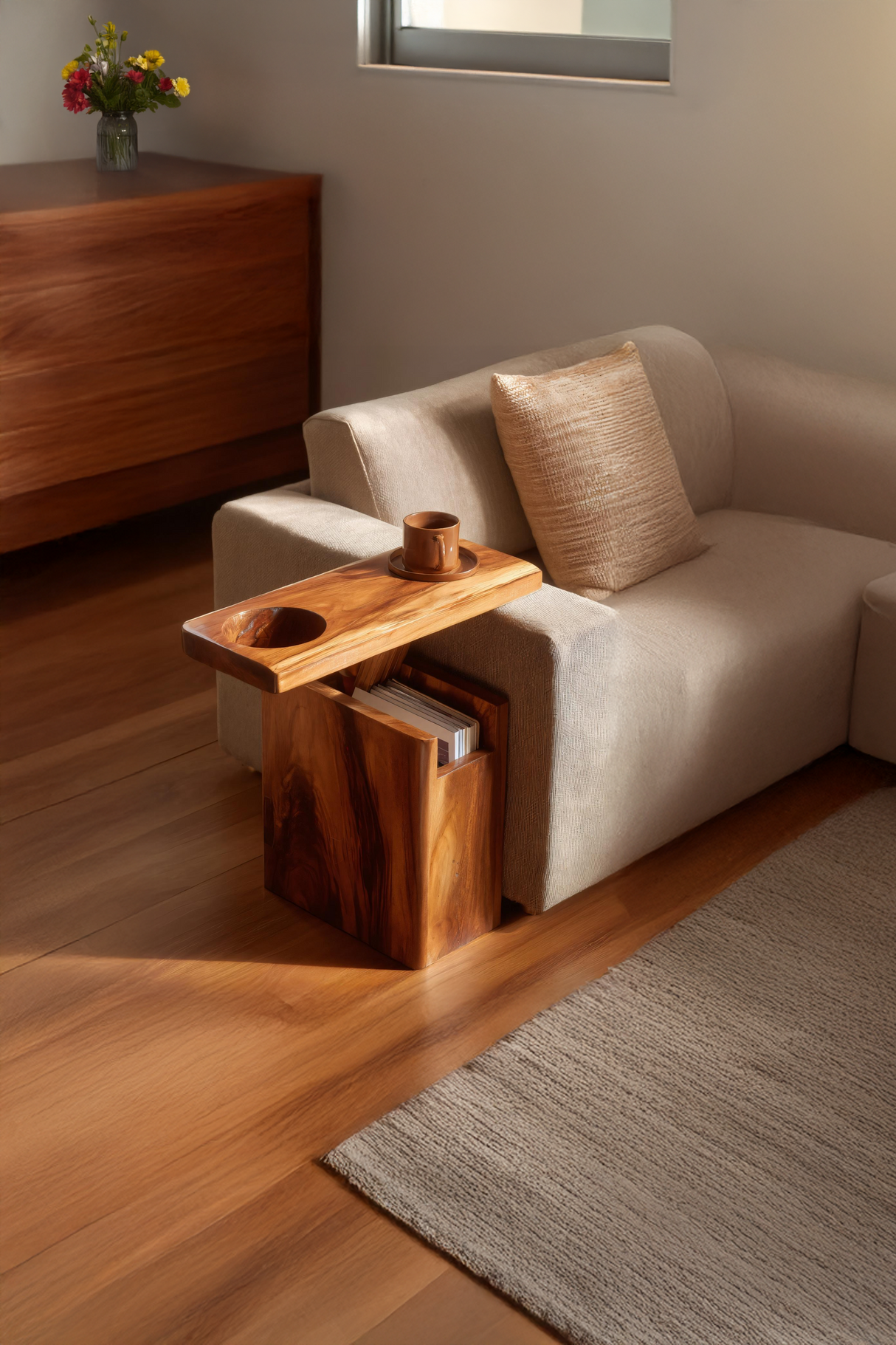 Solid Wood Live Edge Armrest For Sofa And Lounge Area