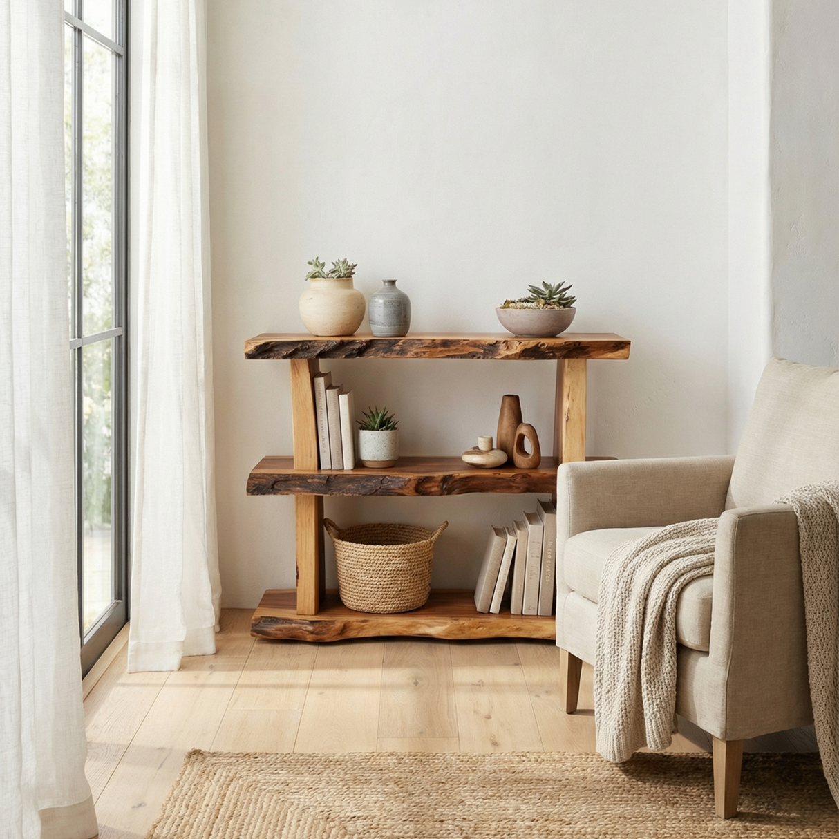 Minimal Handmade Spice Shelf For Kitchen Storage And Counter Decor