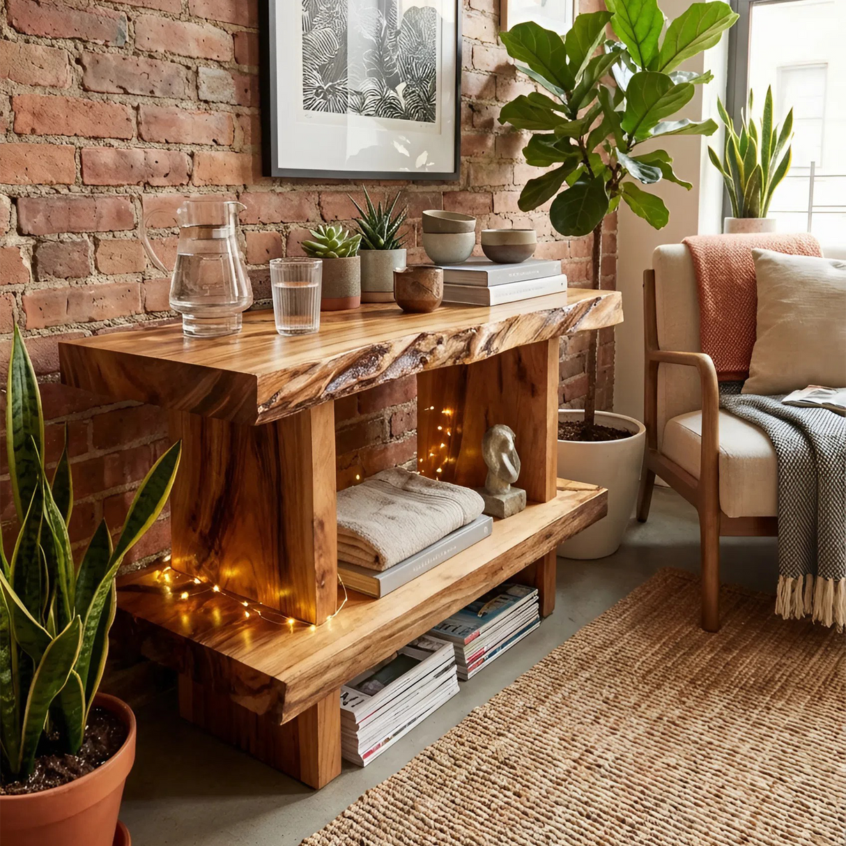 Artistic Large Display Shelf For Living Room Storage And Decor