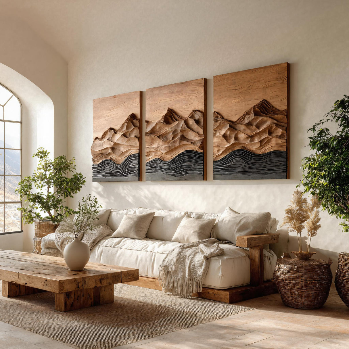 Modern Farmhouse Mountain Wood Wall Art For Living Room