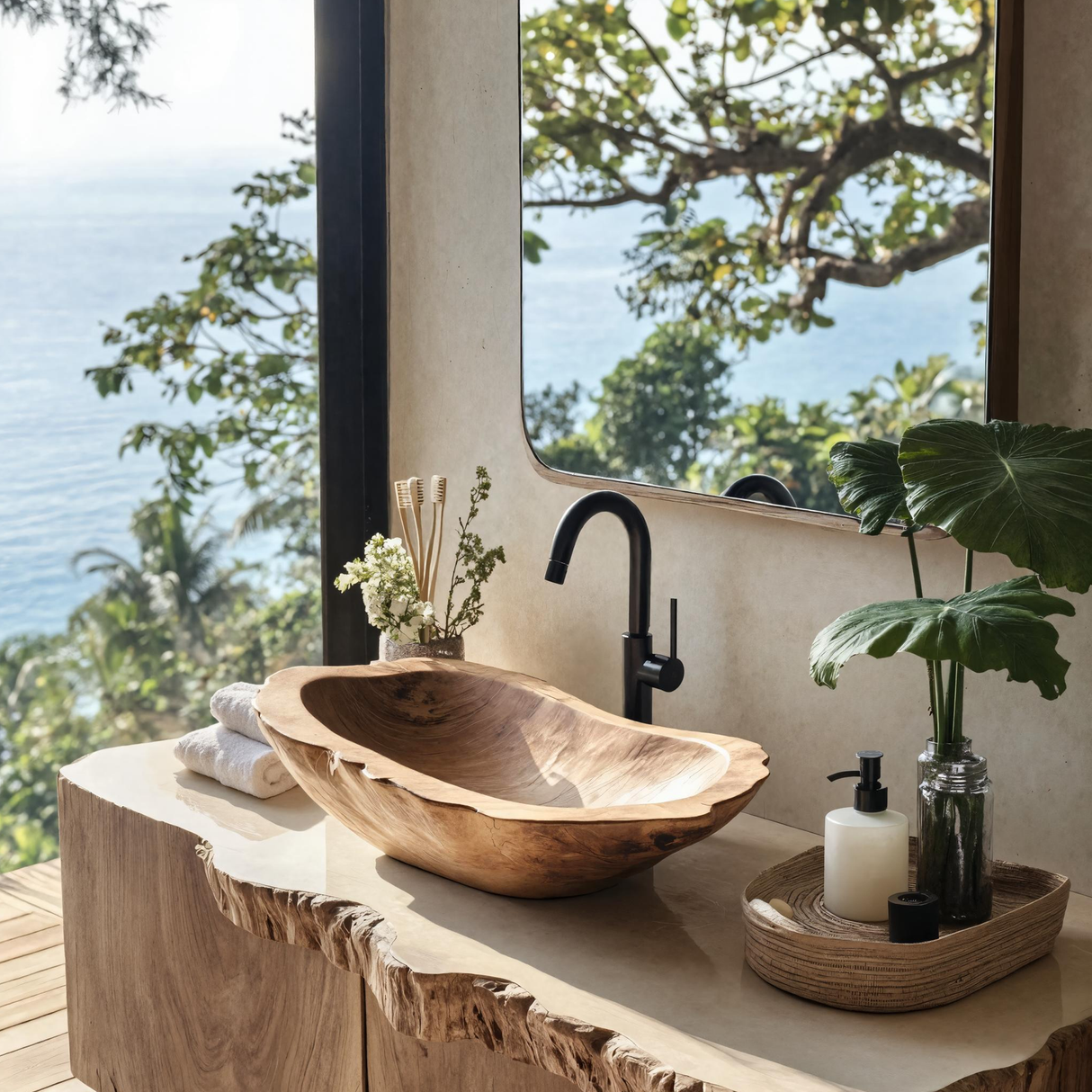 Handcrafted Wooden Vessel Sink For Timeless Bathroom Style