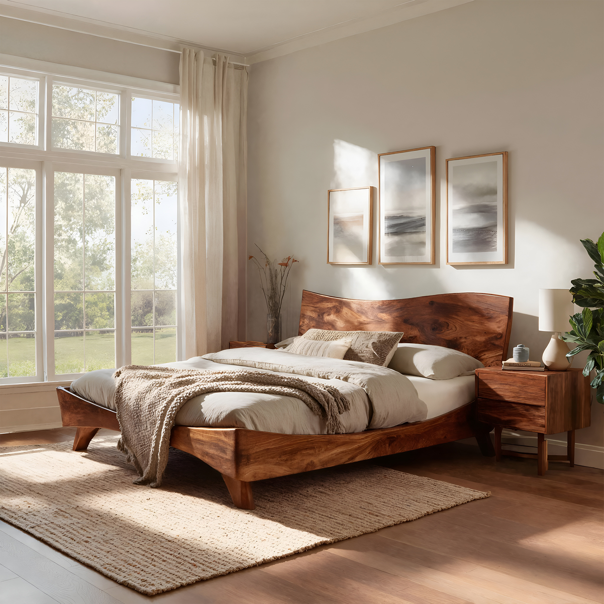 Modern Set Bed Frame And Headboard For Bedroom