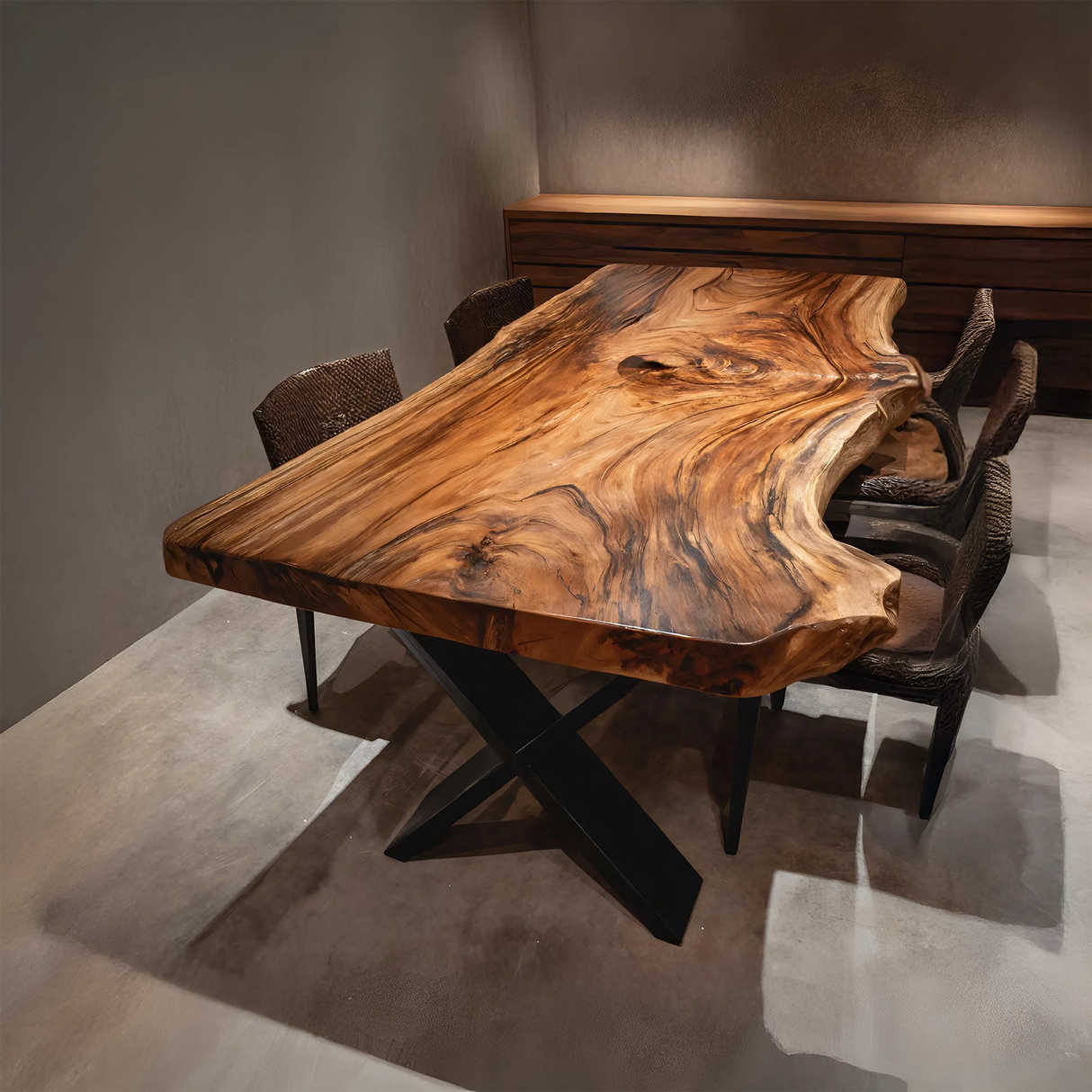 Dining Room Modern Live Edge Dining Table Natural Grain