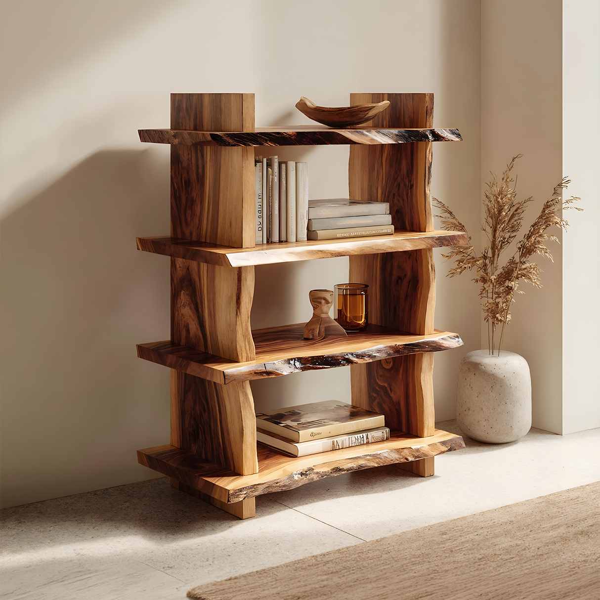 Minimal Wood Bookshelf For Bedroom Storage And Modern Decor
