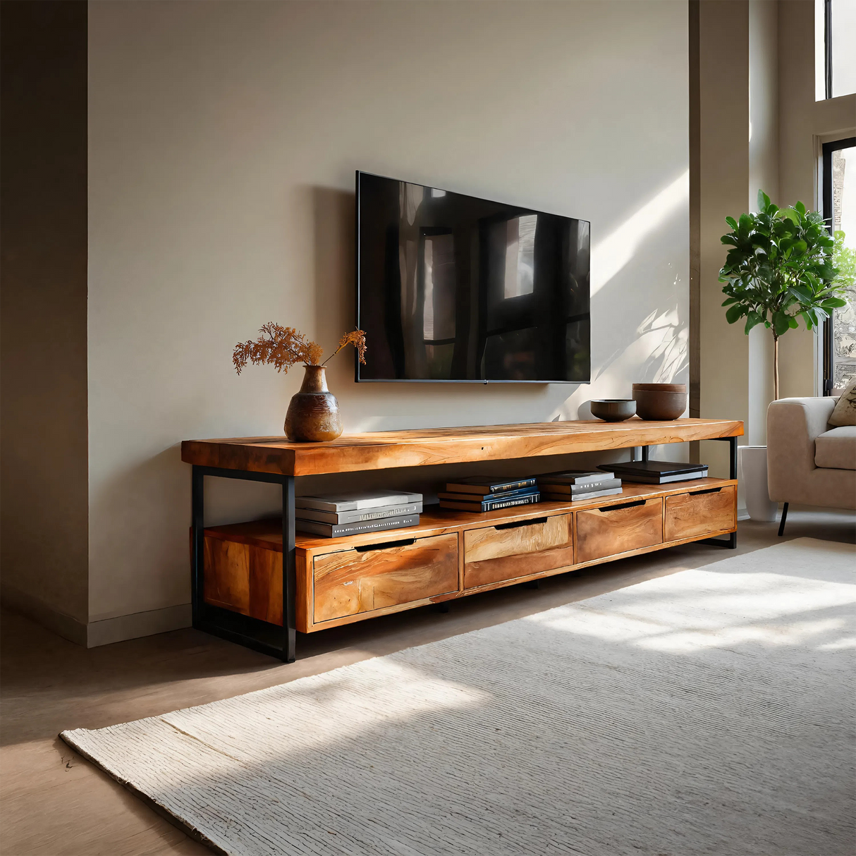 Elegant TV Cabinet With Functional Design For Media Equipment