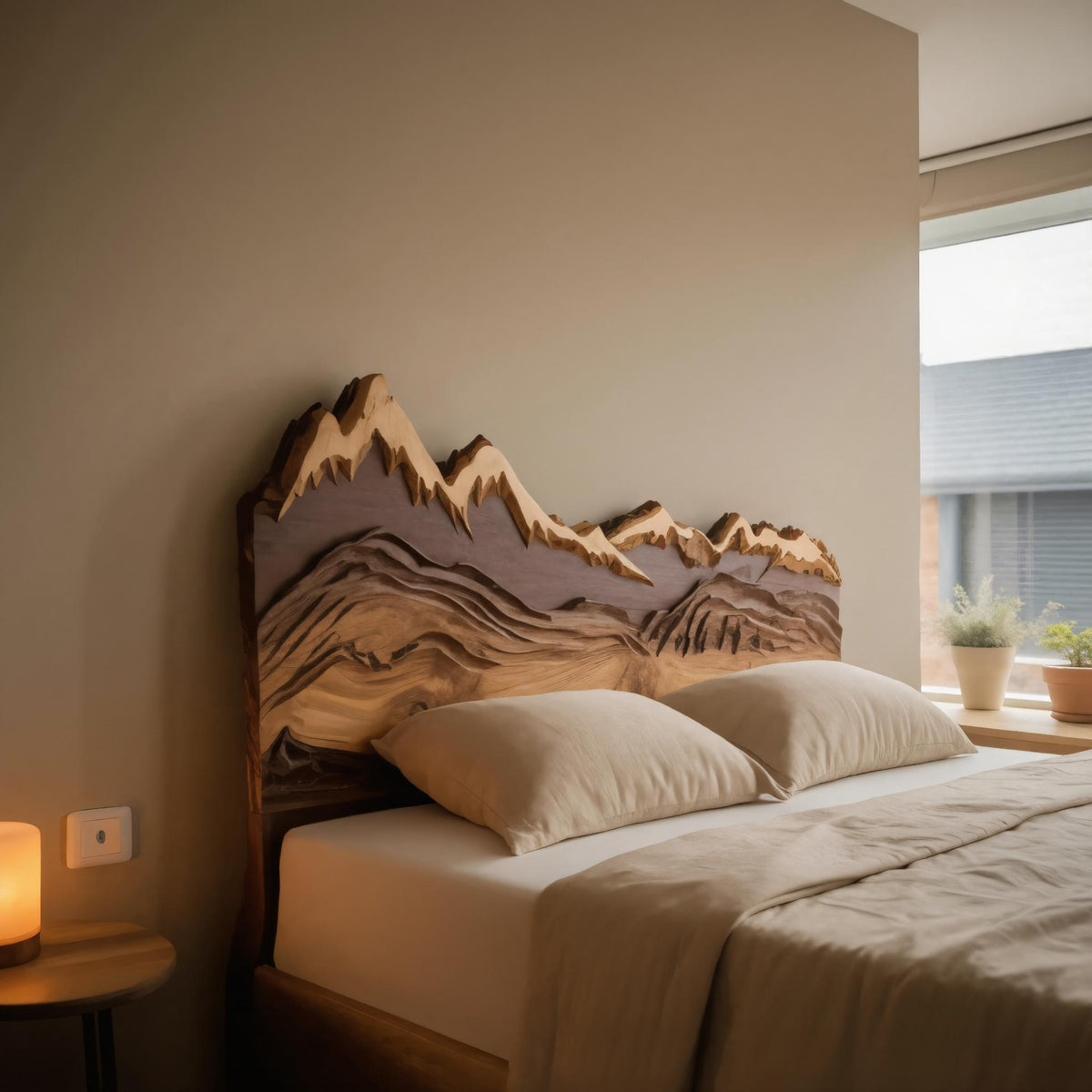Mountain Headboard Carved For Queen And King Bed In Rustic Bedroom – ET ...
