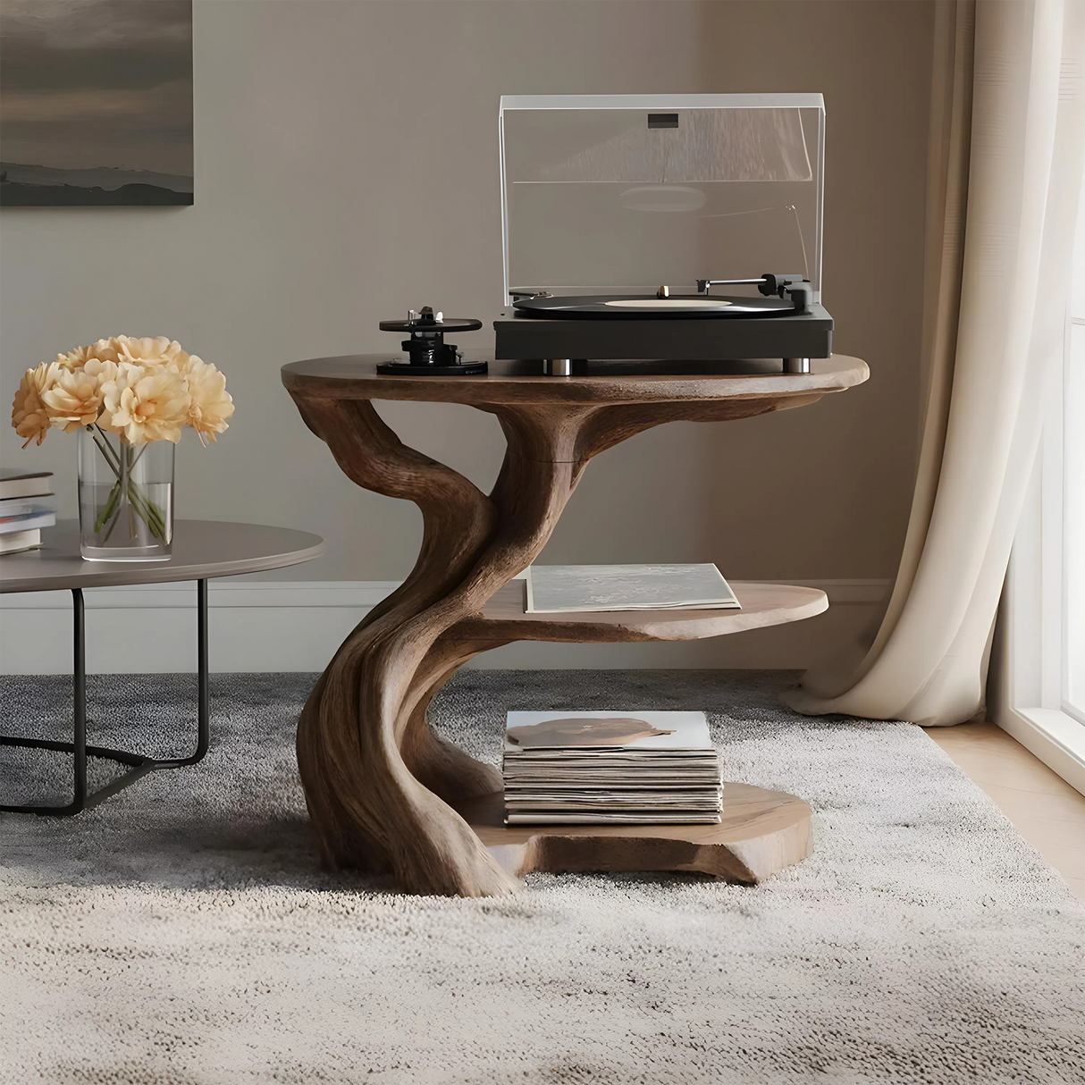 Handcrafted Wooden Media Stand Custom Living Room