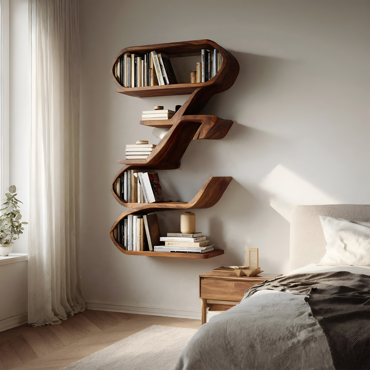 Modern Sculptural Wall Shelf For Living Room Display