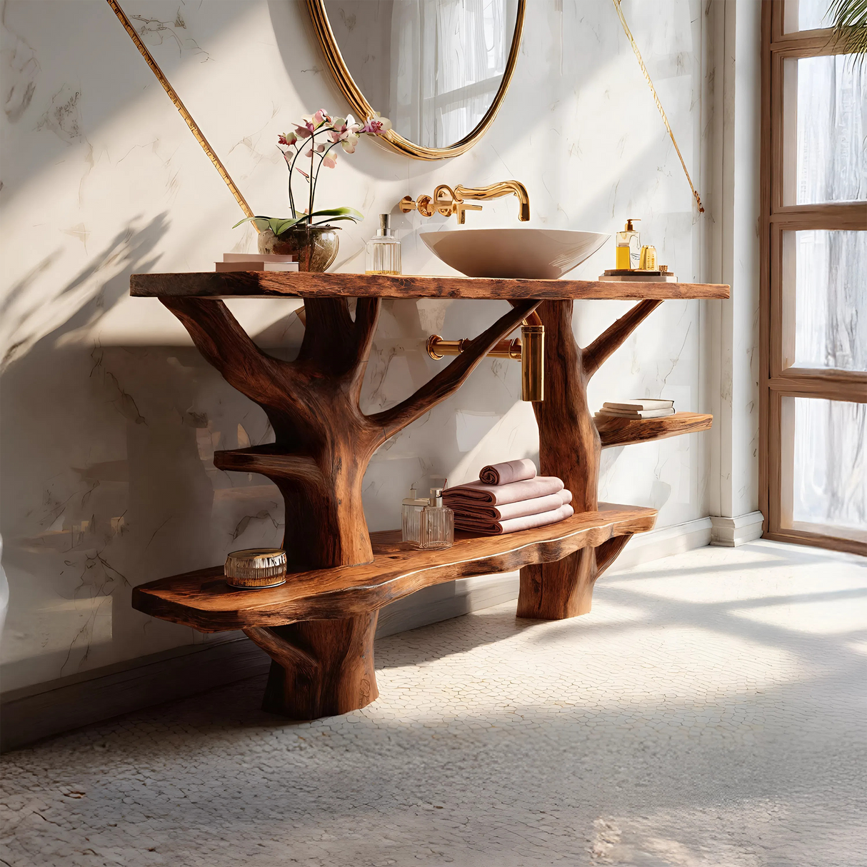 Mid Century Solid Wood Vanity Furniture Decor For Modern Bathroom