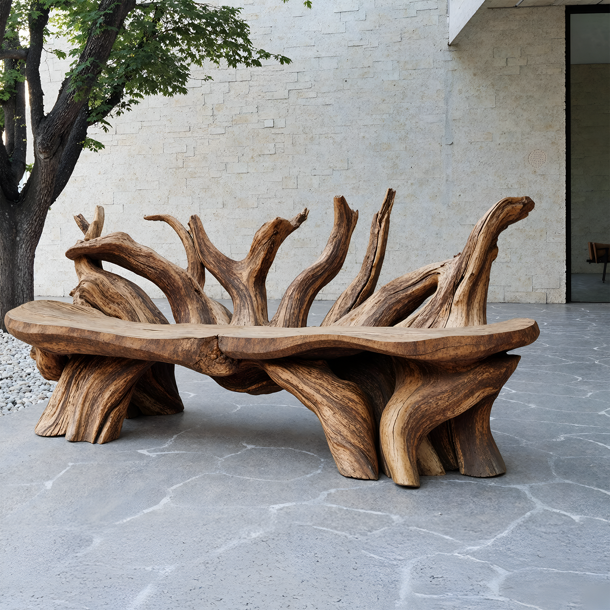 Mid Century Wooden Bench Outdoor Decor For Sleek Exteriors