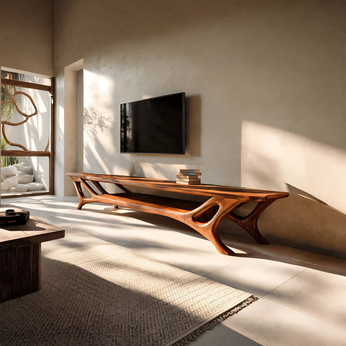 Curved TV Stand For Contemporary Living Room Furniture