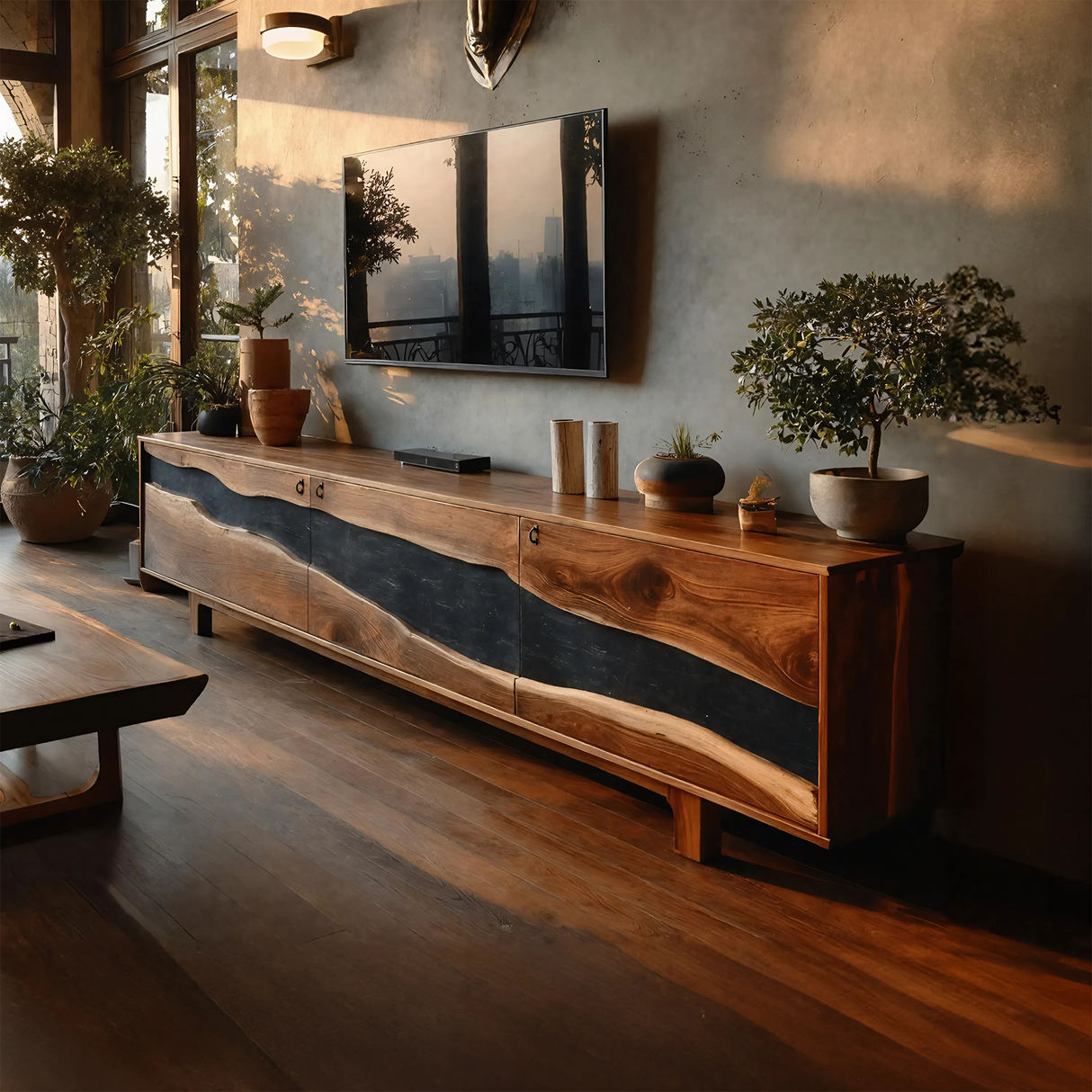 Modern Solid Wood TV Unit For Living Room Decor