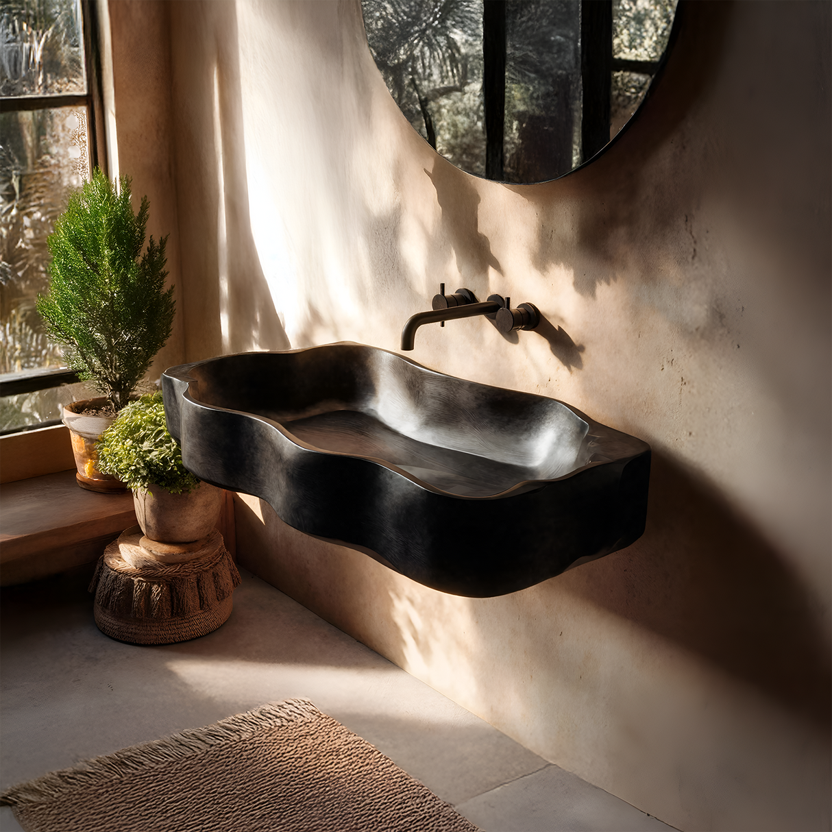 Mid Century Live Edge Wood Vanity Sink For Premium Bathroom Decor