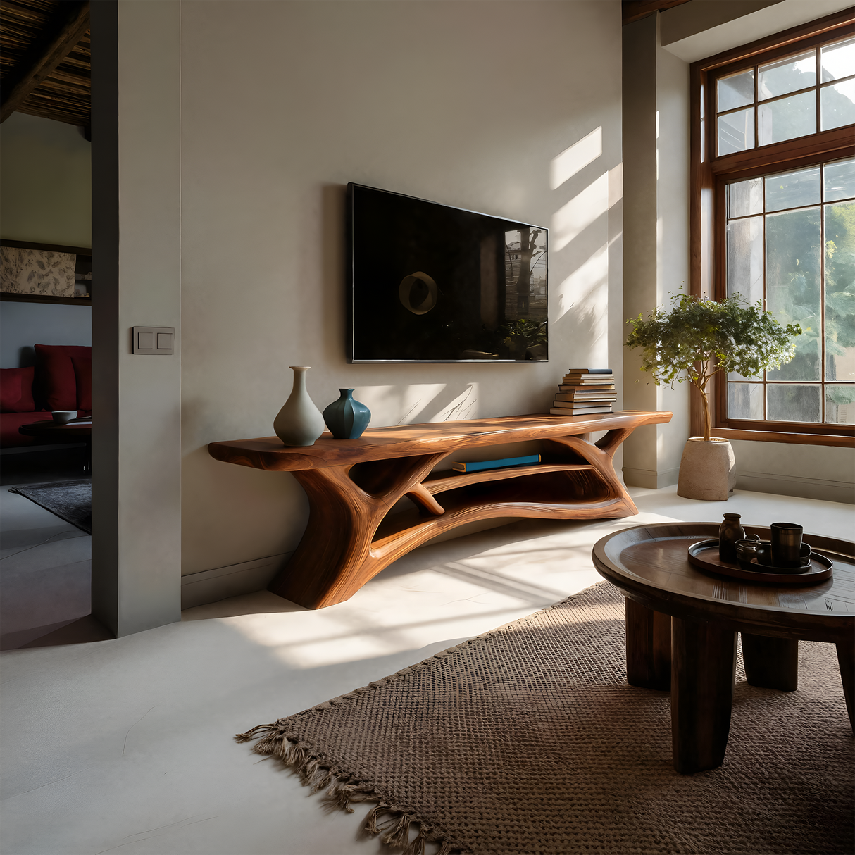 Modern TV Shelf Multi-tiered Design For Living Decor