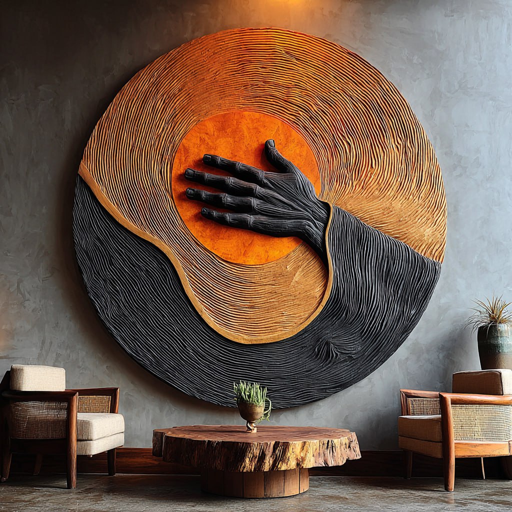 Handcrafted Wooden Wall Art Sculpture For Entryway Wall Decor