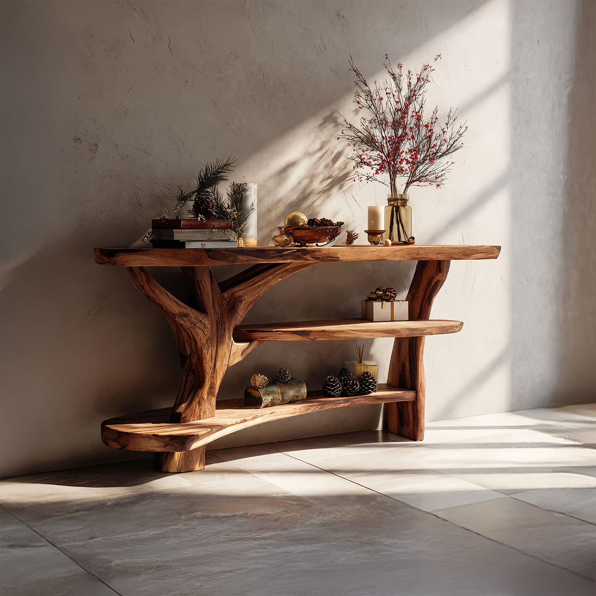 Farmhouse Wooden Live Edge Console Table For Entryway Furniture Design
