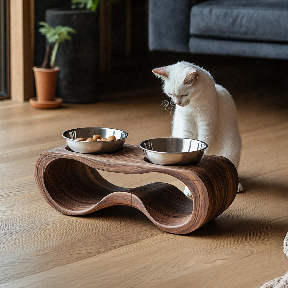 Rustic Wooden Dog Feeding Station For Kitchen Decor