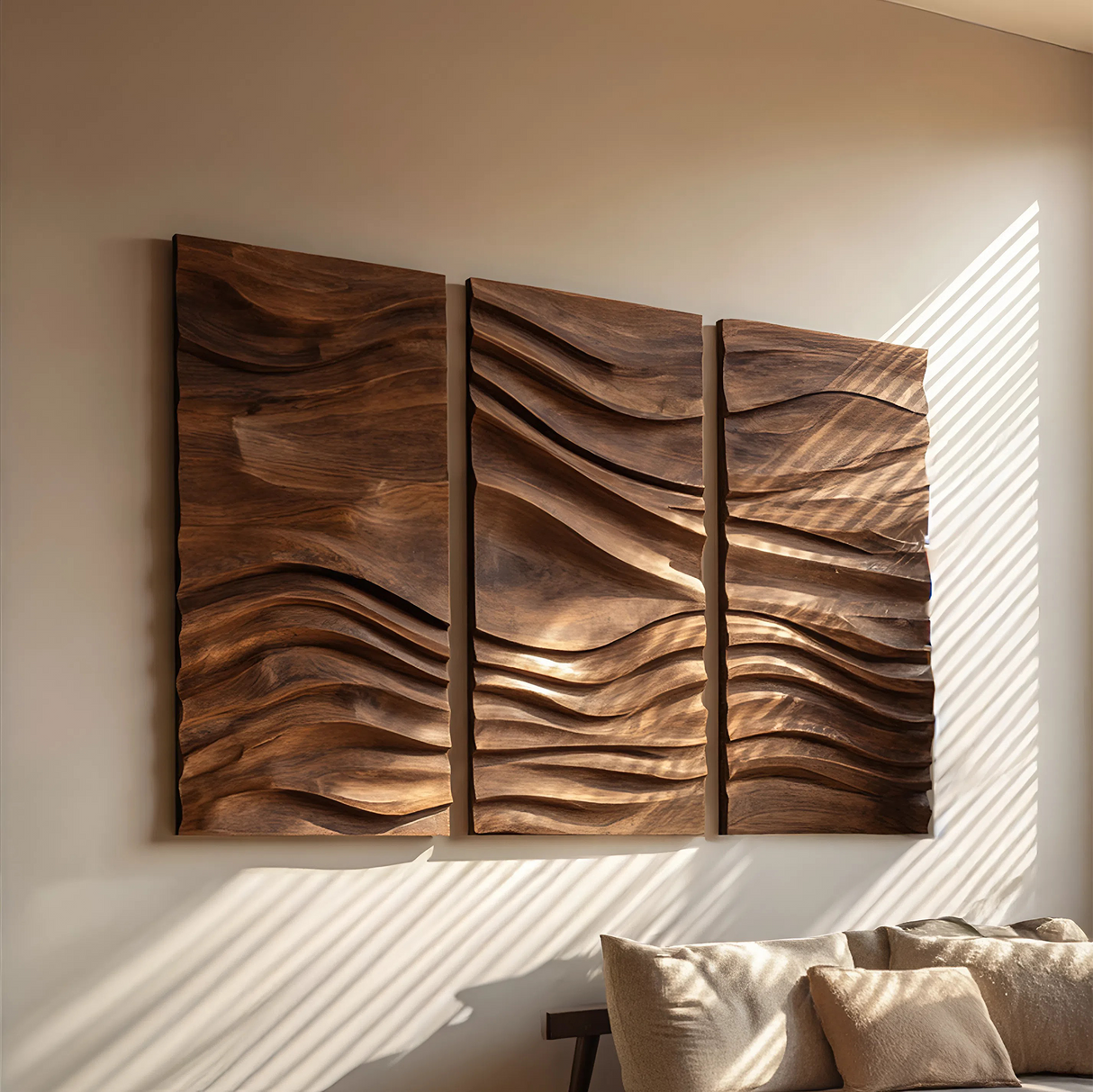 Mid Century Wooden Wall Sculpture For Entryway Decor