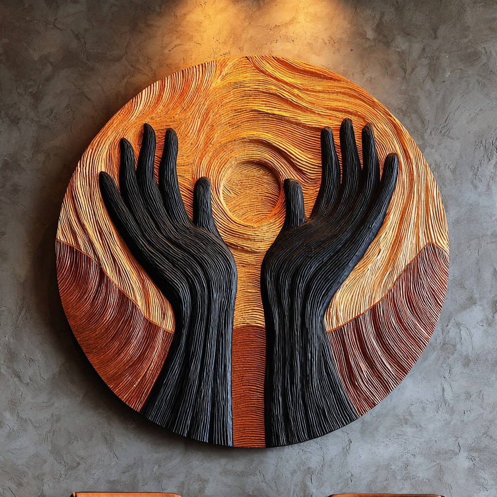 Handcrafted Solid Wood 3D Sculpture Wall Decor For Living Room