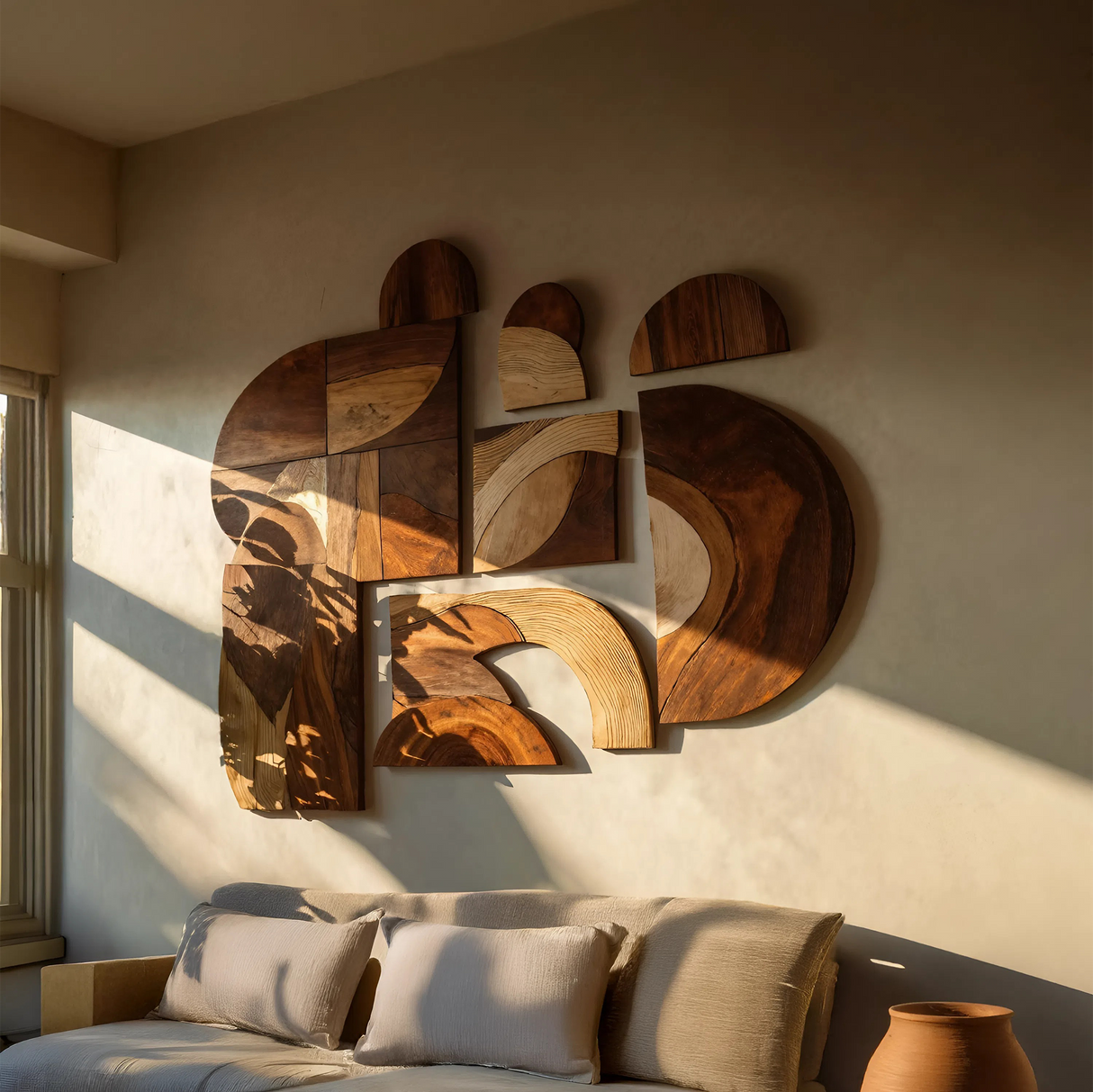 Mid Century Solid Wood Wall Art For Furniture Decor