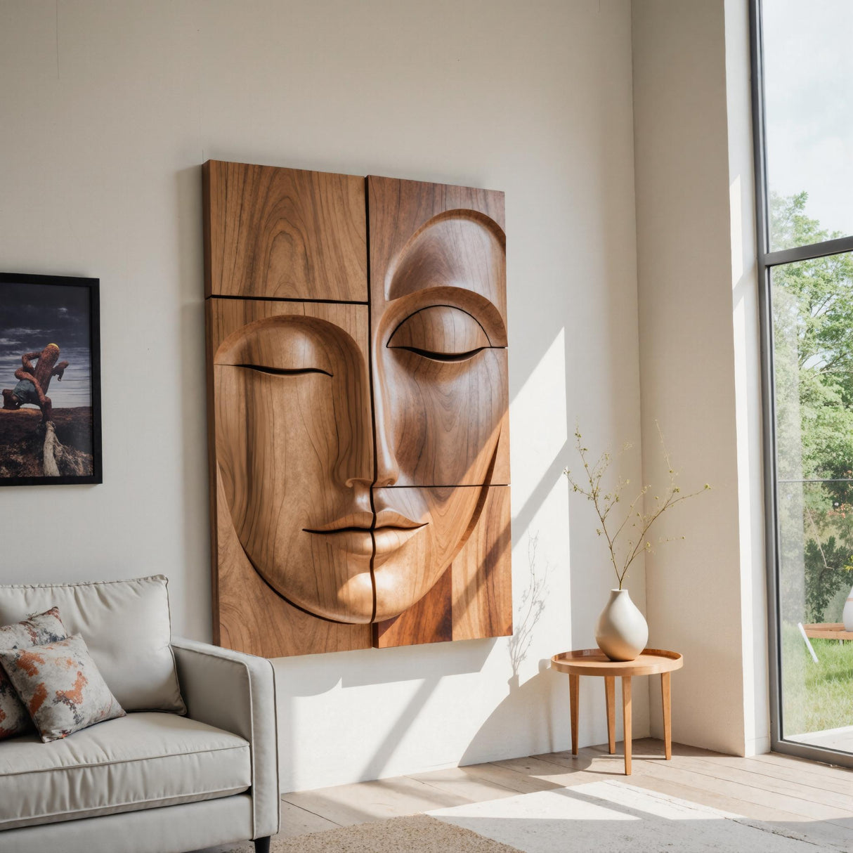 Modern Buddha Face Wall Art Living Room Entryway