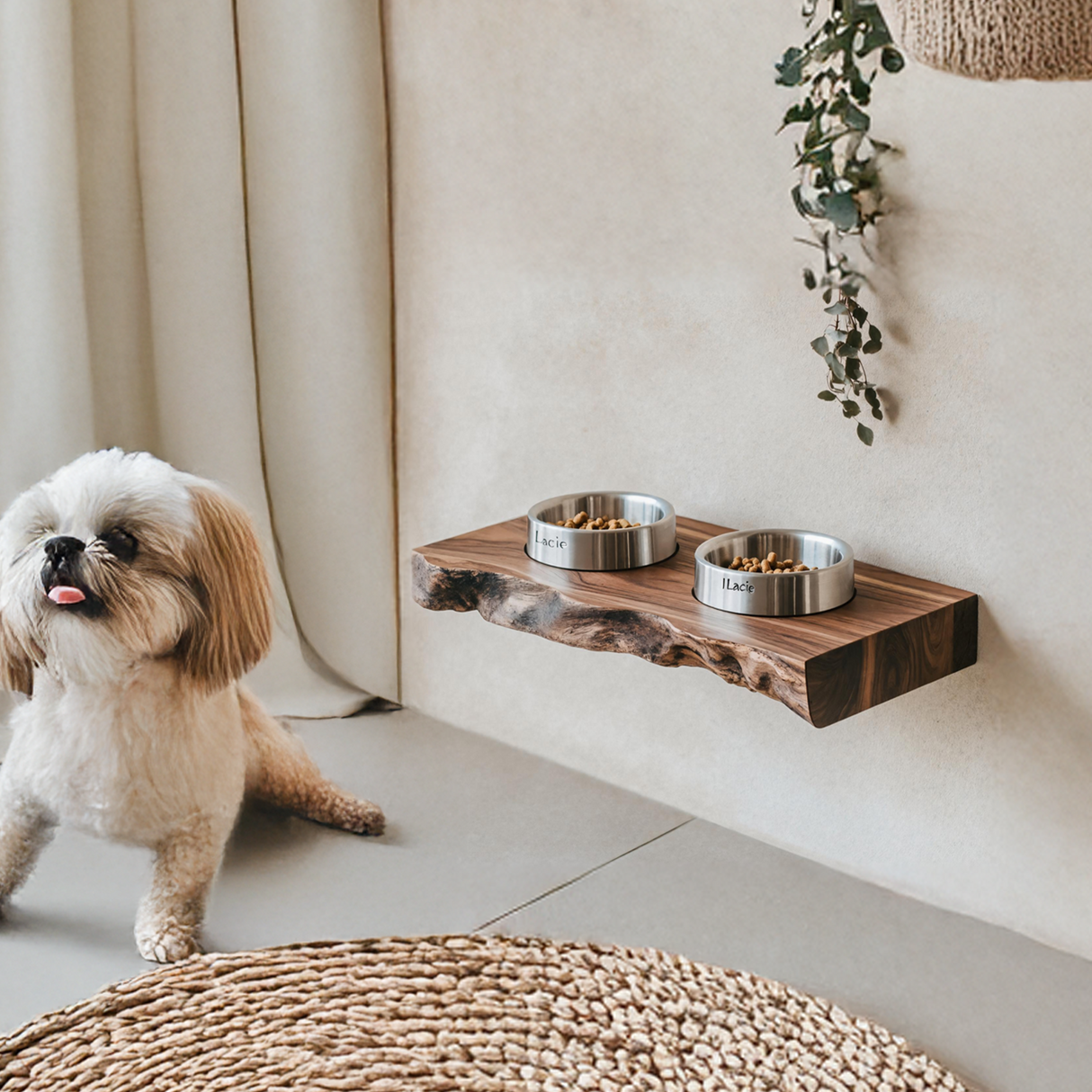 Rustic Dog Bowl Stand Handmade For Kitchen Area
