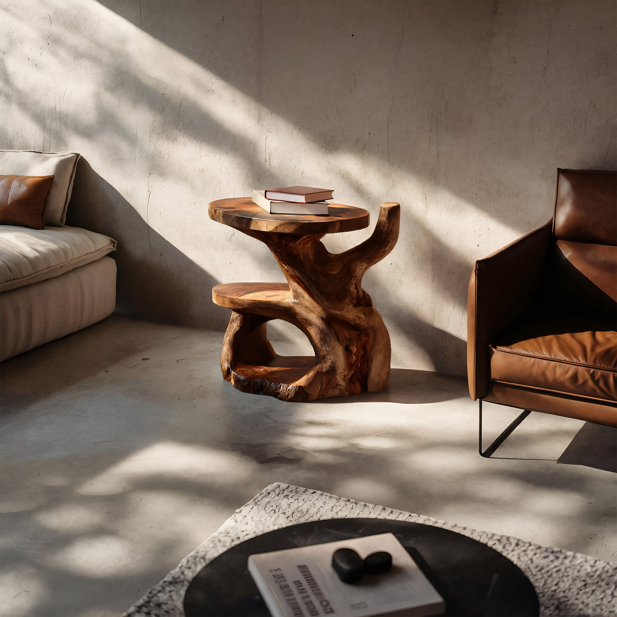 Elegant Side Table With Shelf Layered For Living Room