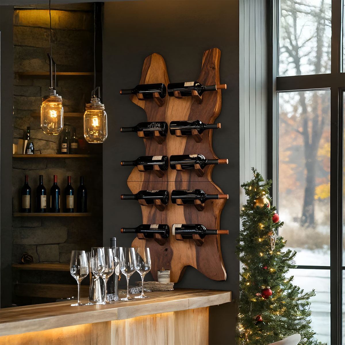 Modern Solid Wood Wine Rack For Bar Decor And Home Display – ET Woodcrafts