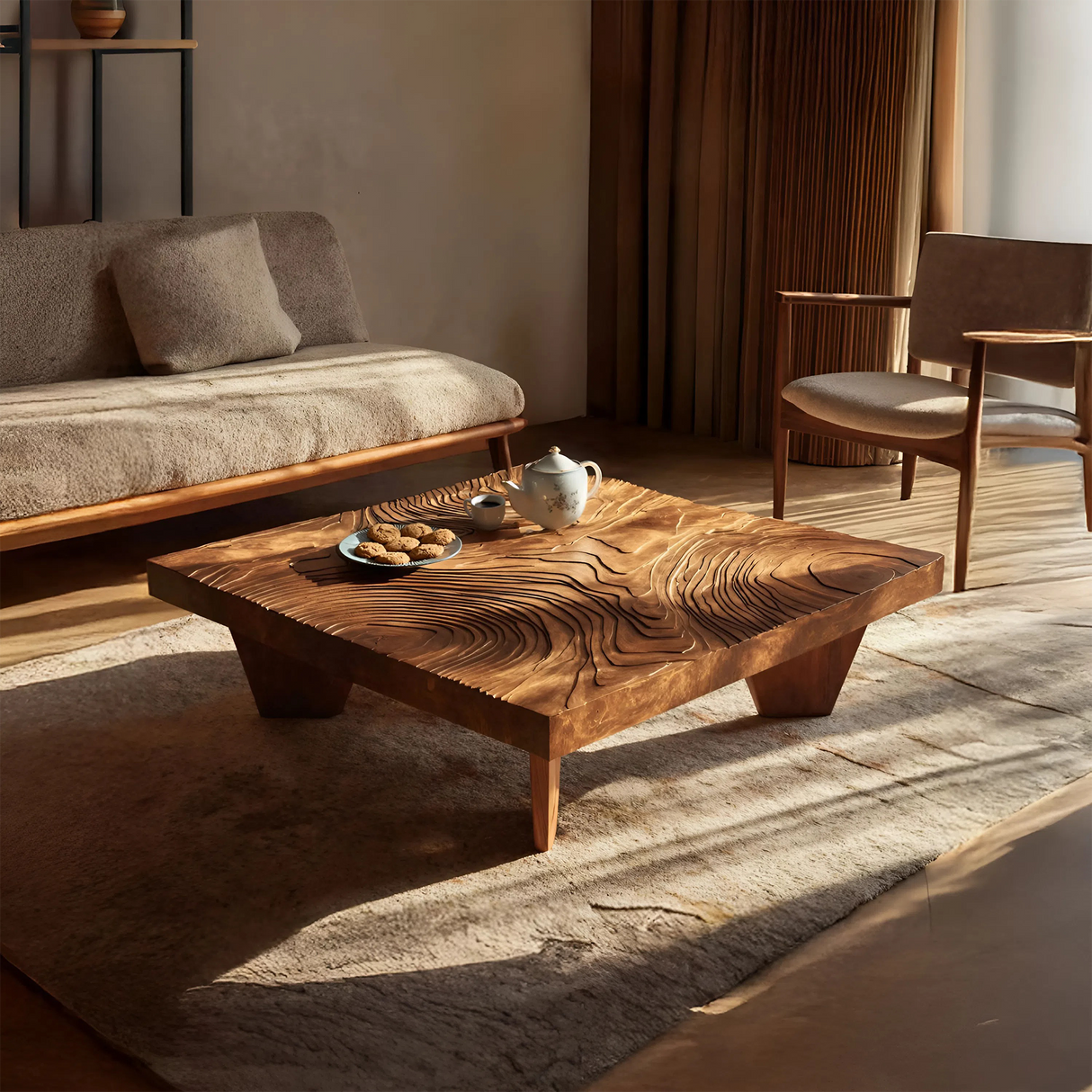 Handcrafted Live Edge Solid Wood Coffee Table For Living Room