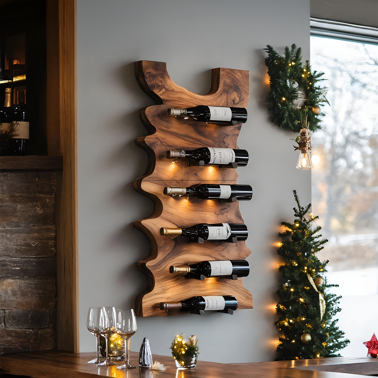 Handcrafted Live Edge Wine Holder For Entryway Design Ideas