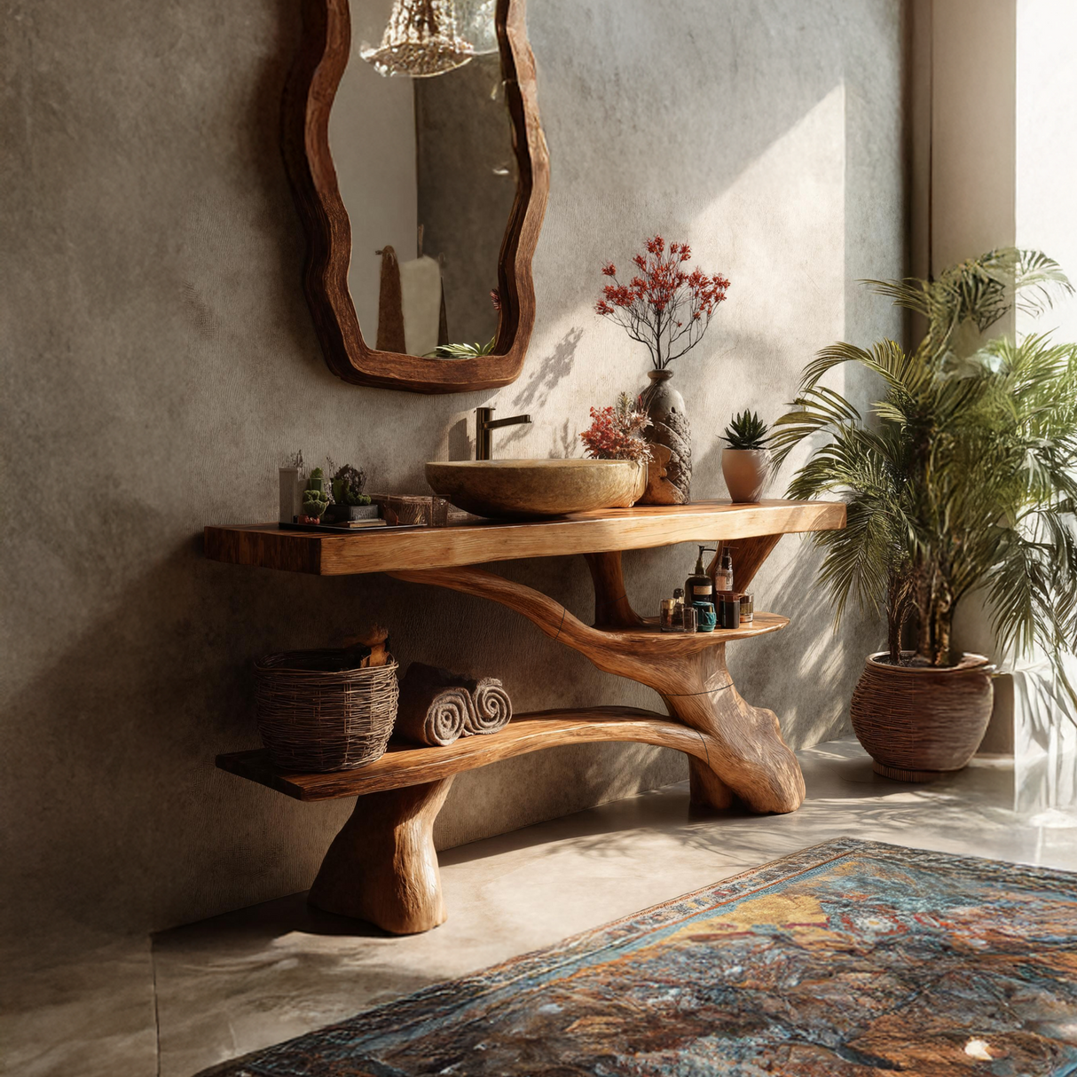 Modern Live Edge Tree Trunk Vanity For Contemporary Bathroom Furniture