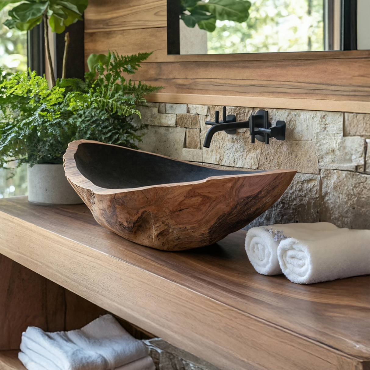 Farmhouse Wood Wash Basin For Country Style Bathroom