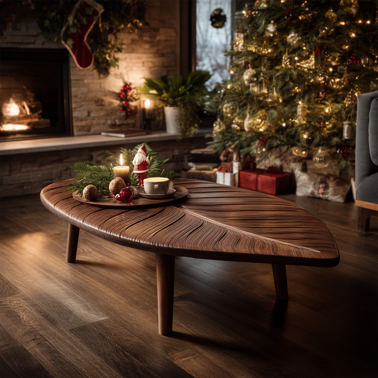 Mid Century Wooden Coffee Table For Christmas Living Room Decor