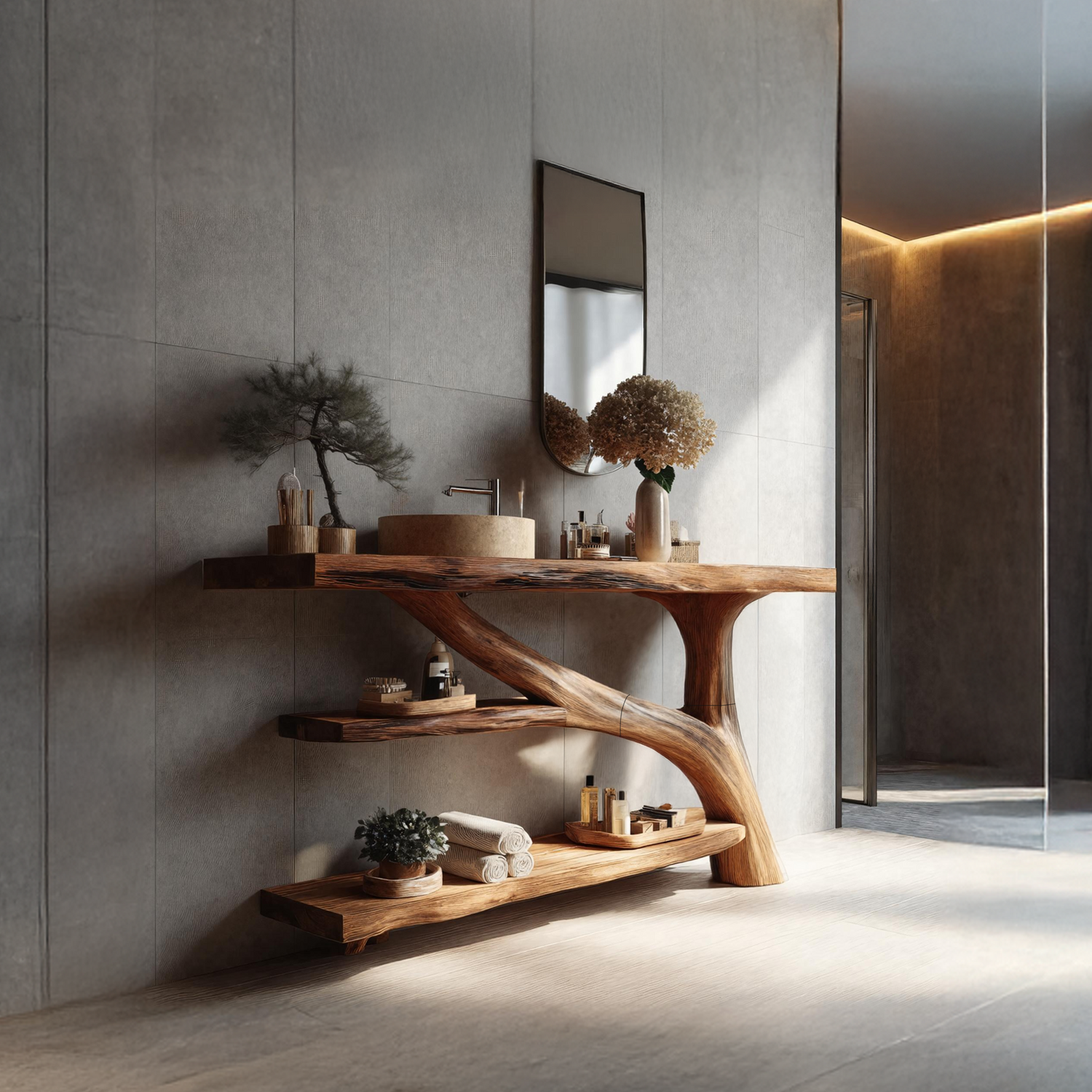 Modern Solid Wood Bathroom Vanity For Modern Rustic Furniture Decor