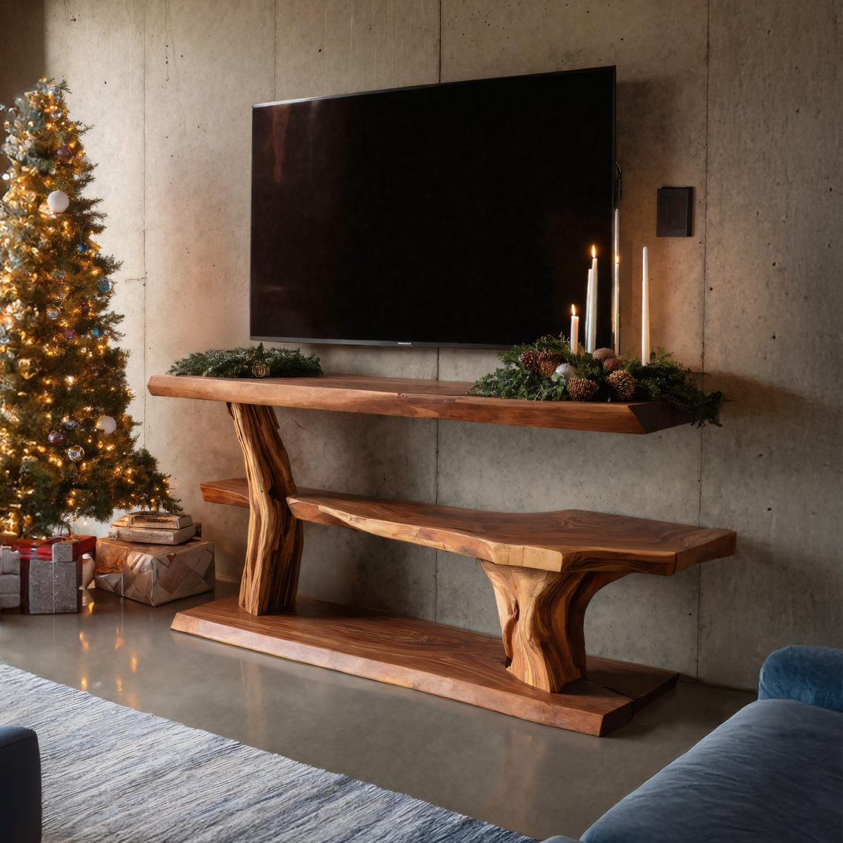 Modern Solid Wood TV Console For Christmas Living Room Decor