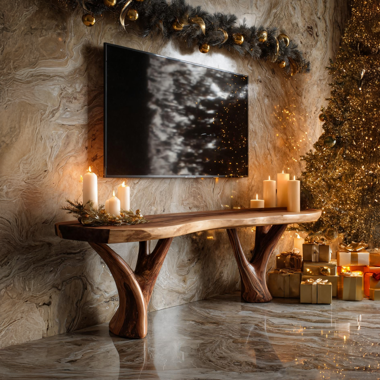 Farmhouse Live Edge Entryway TV Stand For Holiday Home Ideas