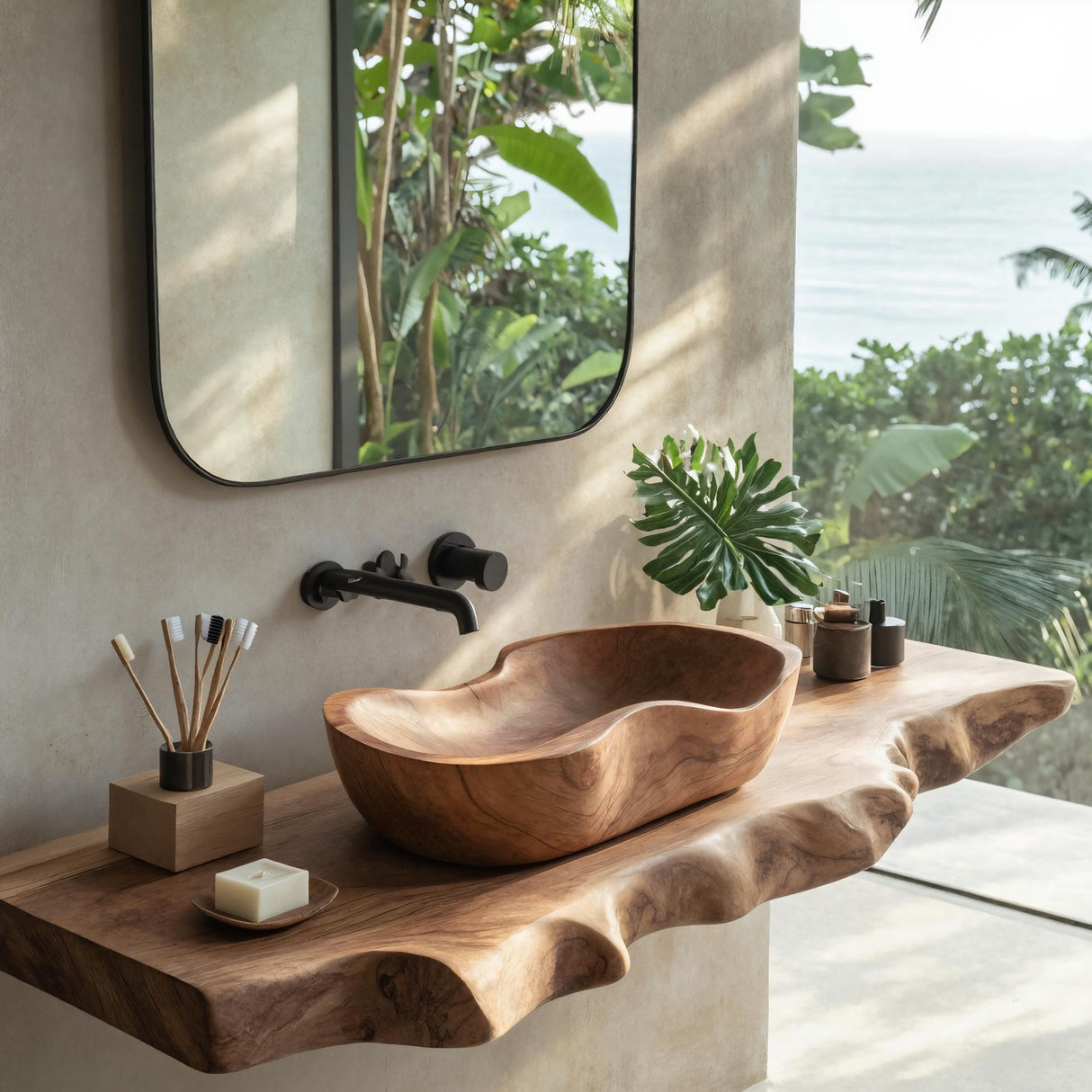 Farmhouse Wood Wash Basin Natural Style For Bathroom