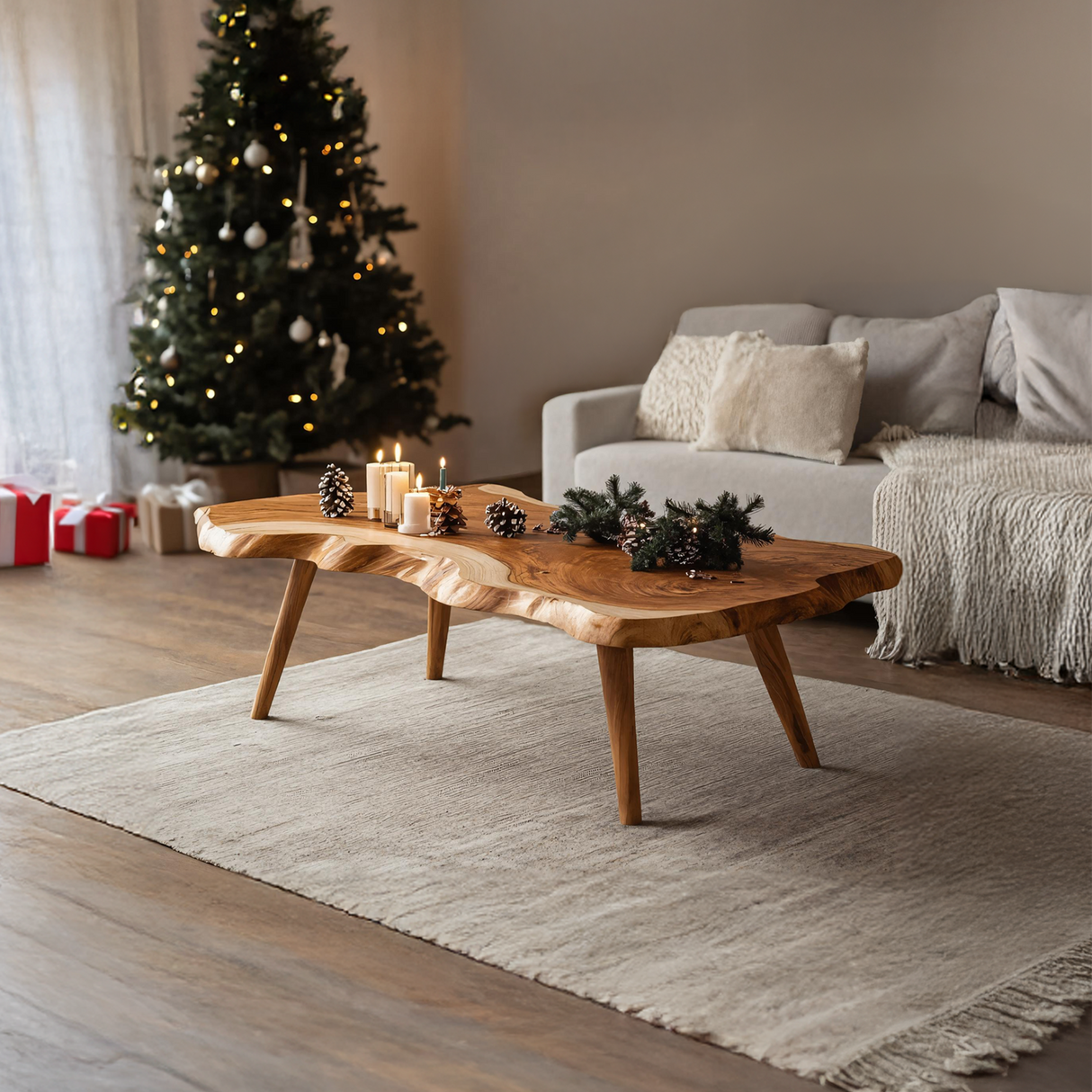 Modern Solid Wood Coffee Table For Christmas Living Room Design