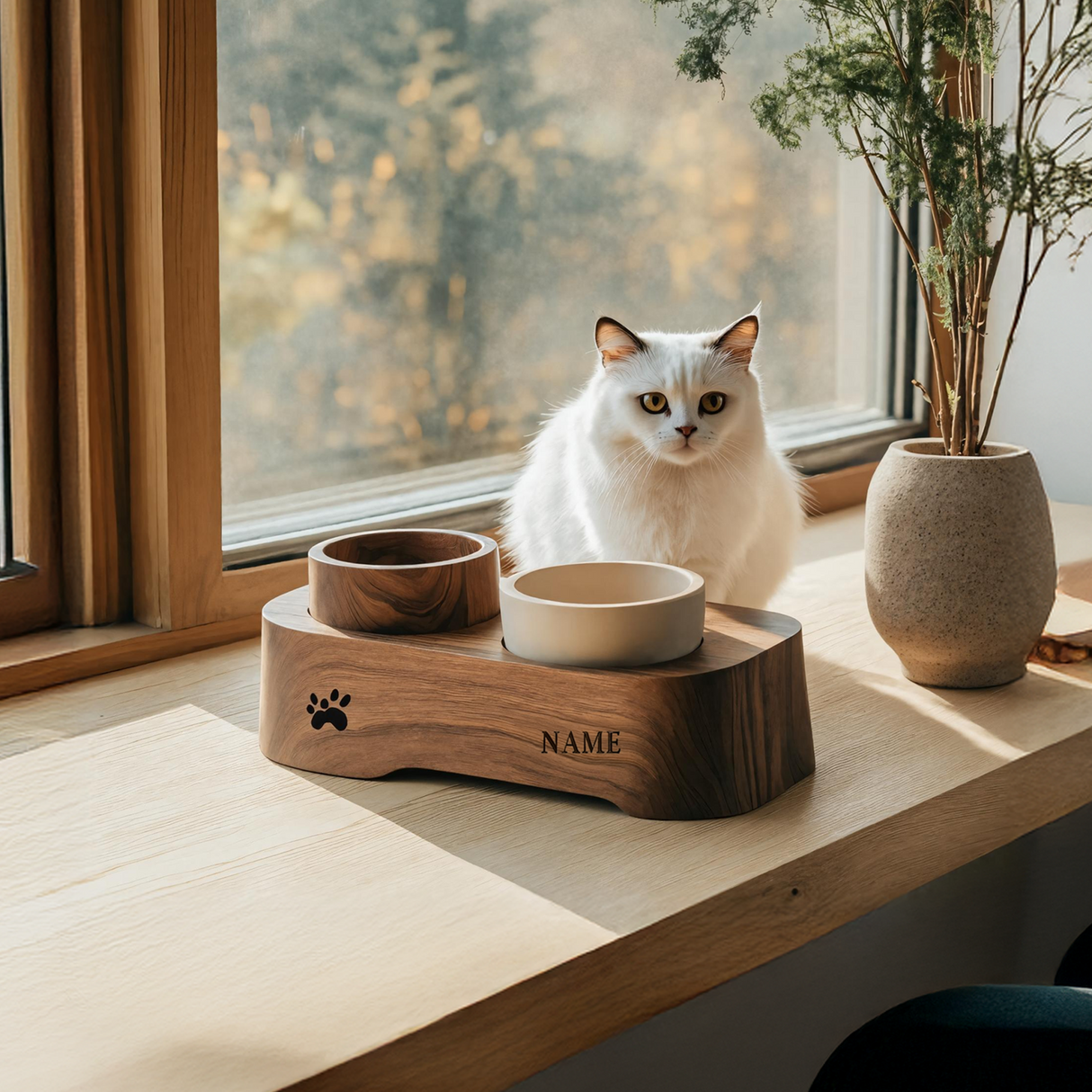 Farmhouse Feeding Stand For Kitchen Pet Corner