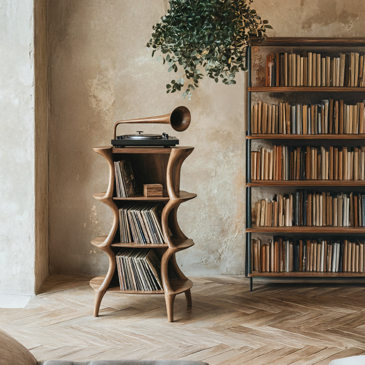 Farmhouse Style Record Stand For Entryway Design