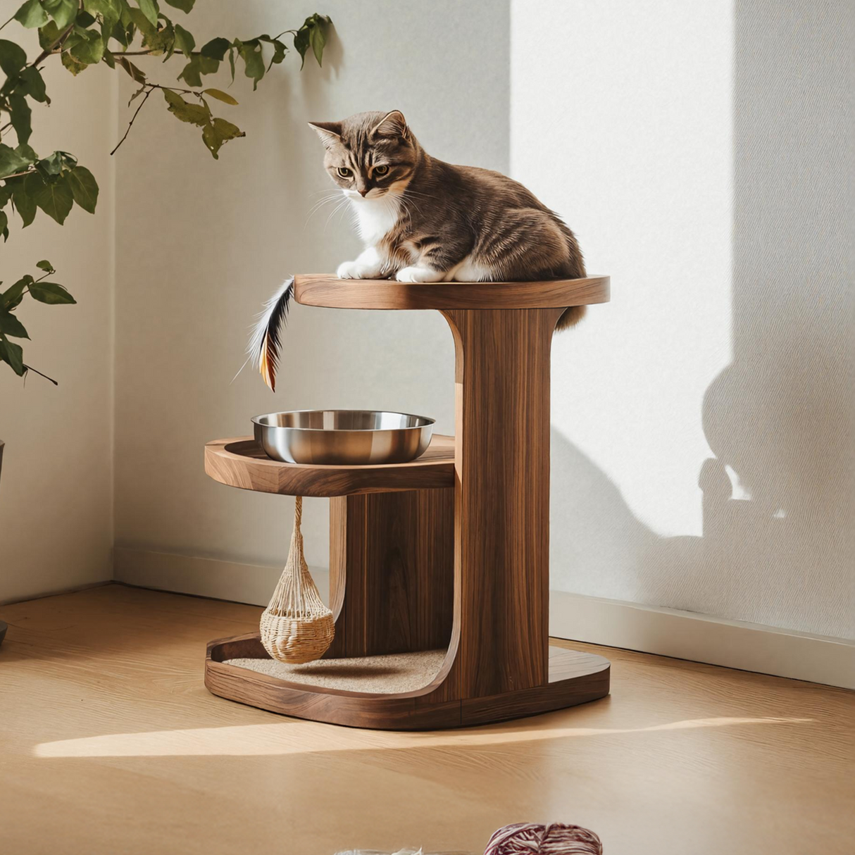 Handmade Pet Food Stand With Wooden Dog Bowl