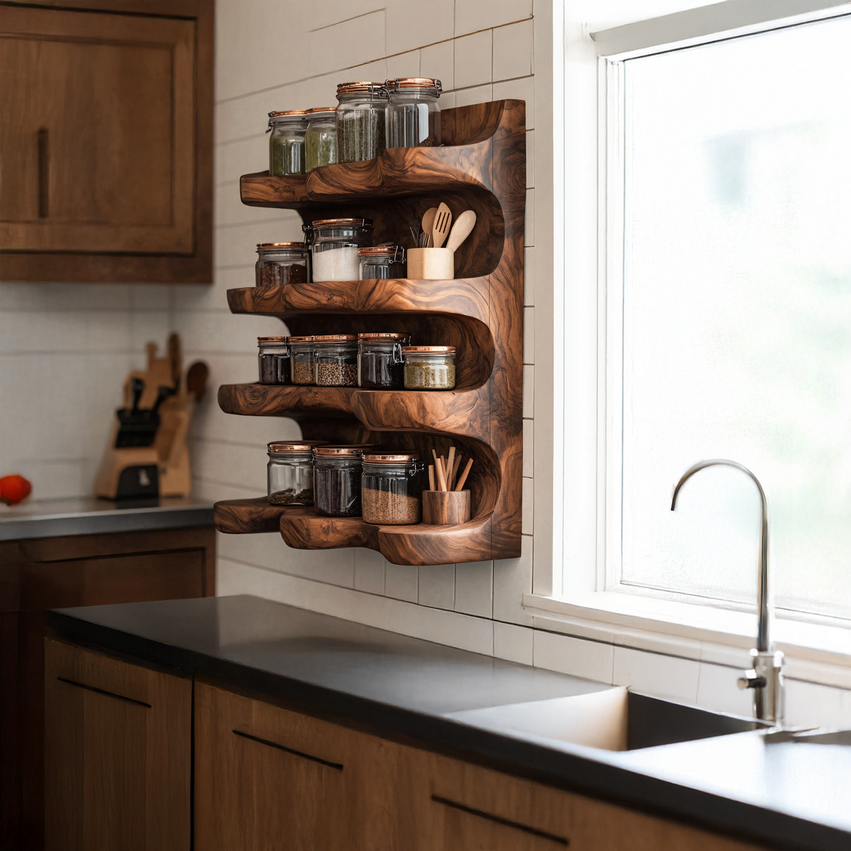 Handmade Spice Storage Rack Farmhouse Style For Kitchen